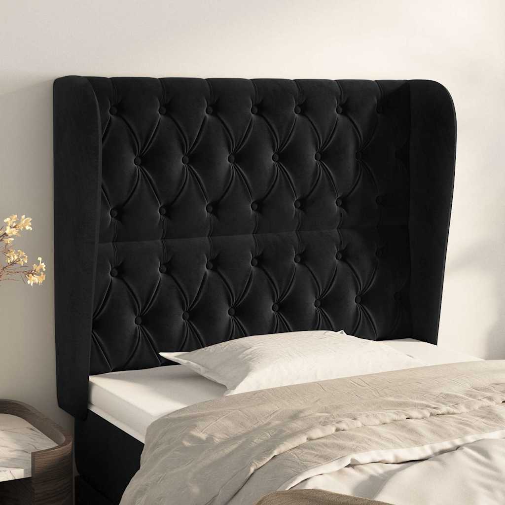 Vidaxl hoofdbord met randen 93x23x118 128 cm fluweel zwart