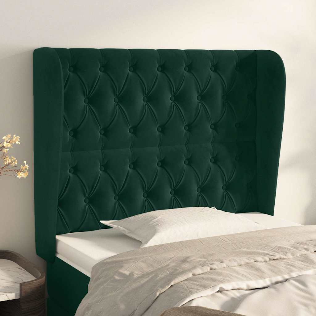 Vidaxl hoofdbord met randen 93x23x118 128 cm fluweel donkergroen