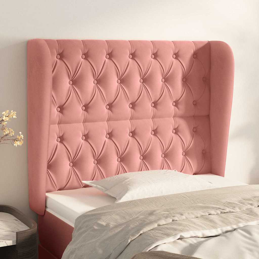 Vidaxl hoofdbord met randen 93x23x118 128 cm fluweel roze