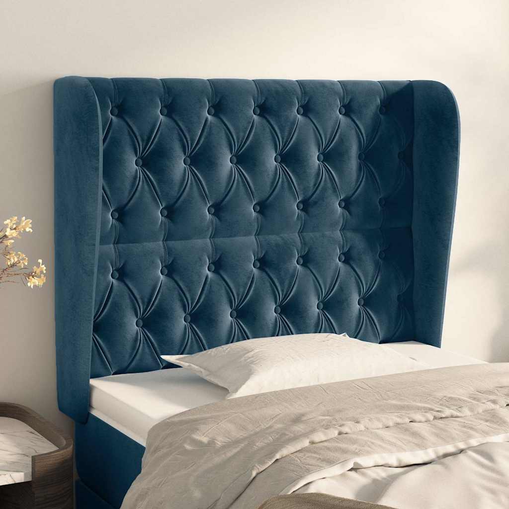 Vidaxl hoofdbord met randen 103x23x118 128 cm fluweel donkerblauw