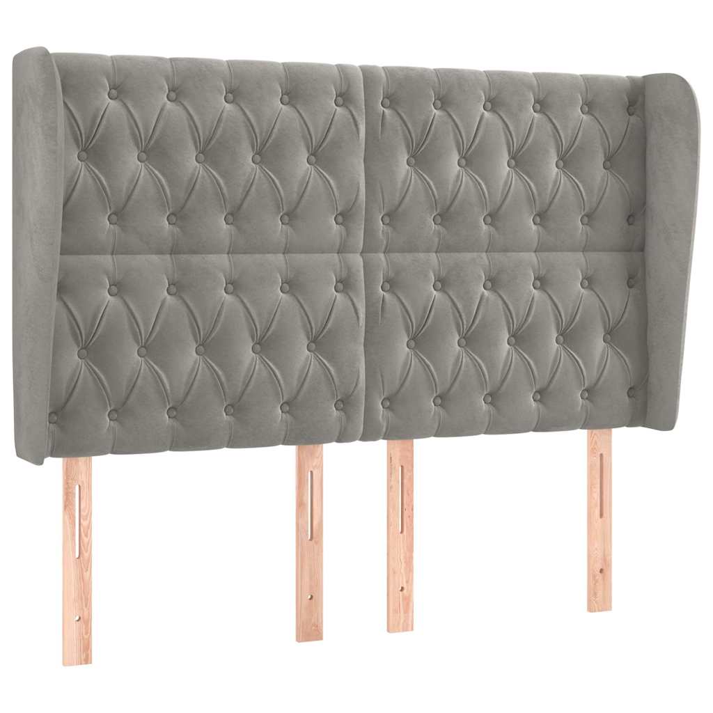 Vidaxl hoofdbord met randen 147x23x118 128 cm fluweel lichtgrijs