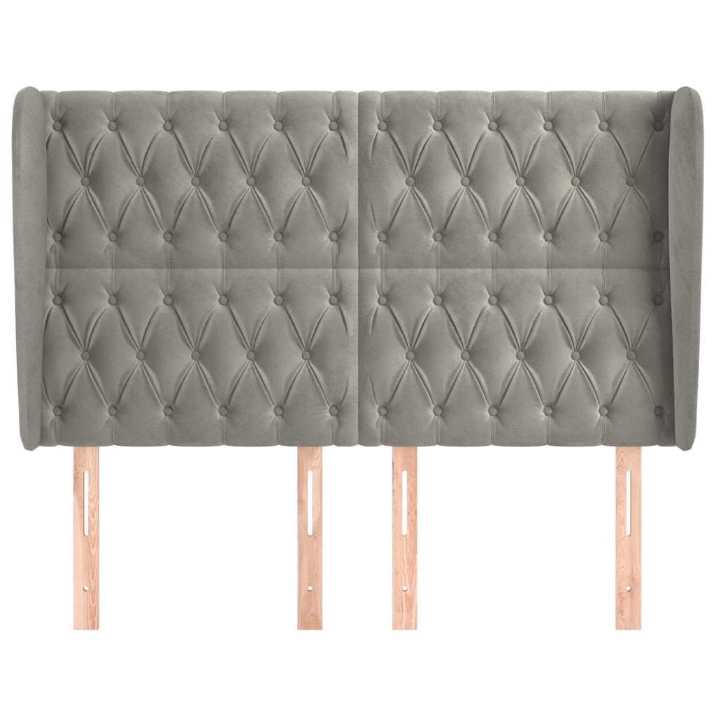 Vidaxl hoofdbord met randen 147x23x118 128 cm fluweel lichtgrijs