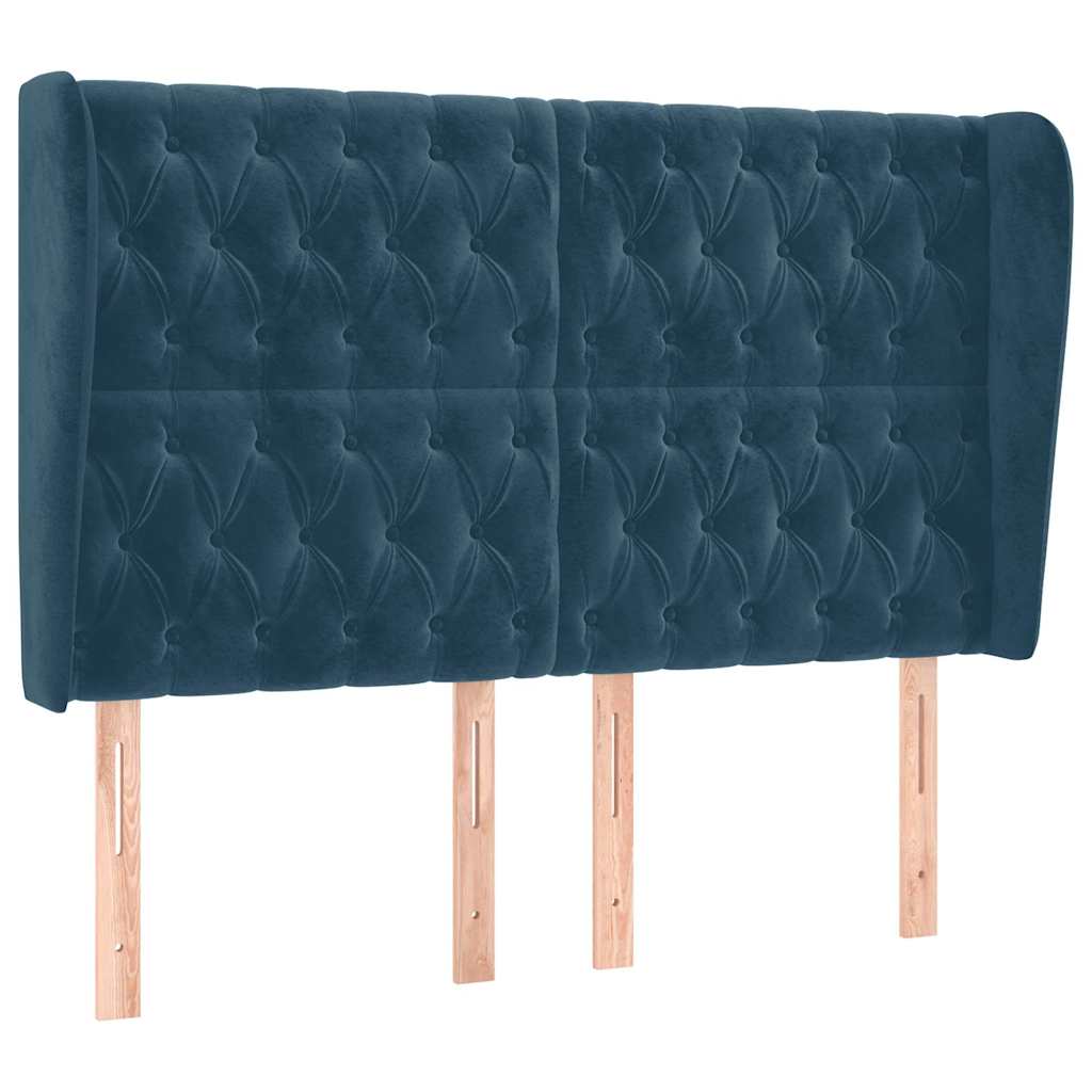 Vidaxl hoofdbord met randen 147x23x118 128 cm fluweel donkerblauw