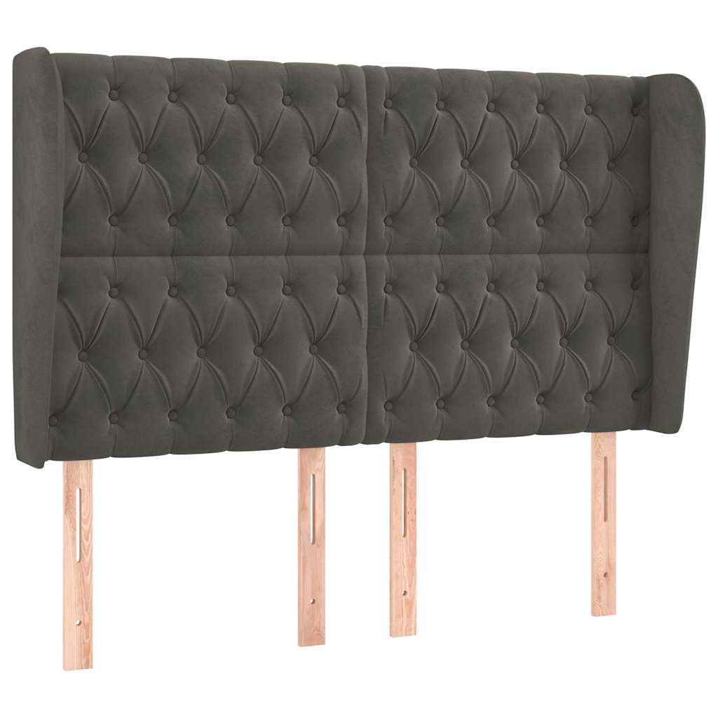 Vidaxl hoofdbord met randen 163x23x118 128 cm fluweel donkergrijs