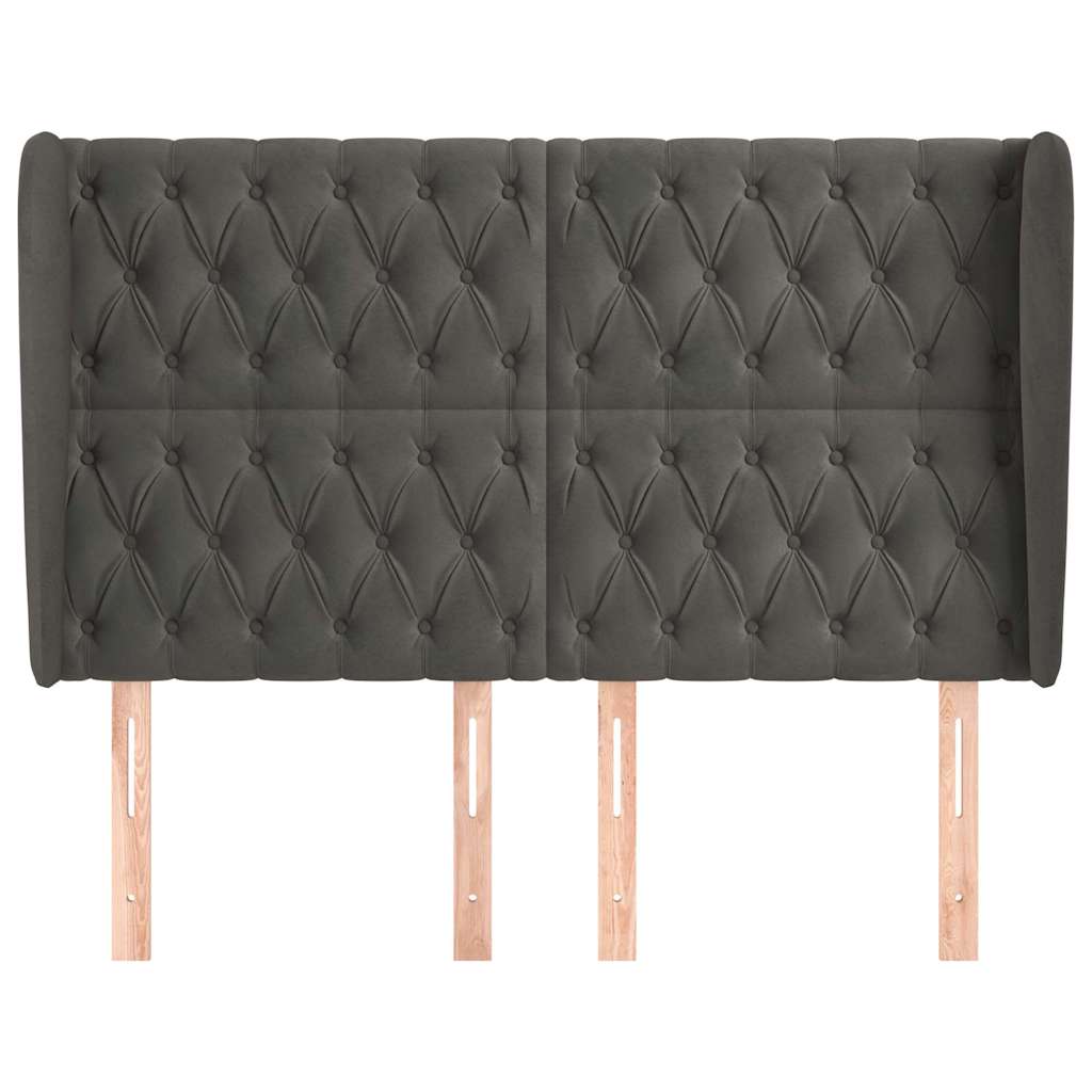 Vidaxl hoofdbord met randen 163x23x118 128 cm fluweel donkergrijs