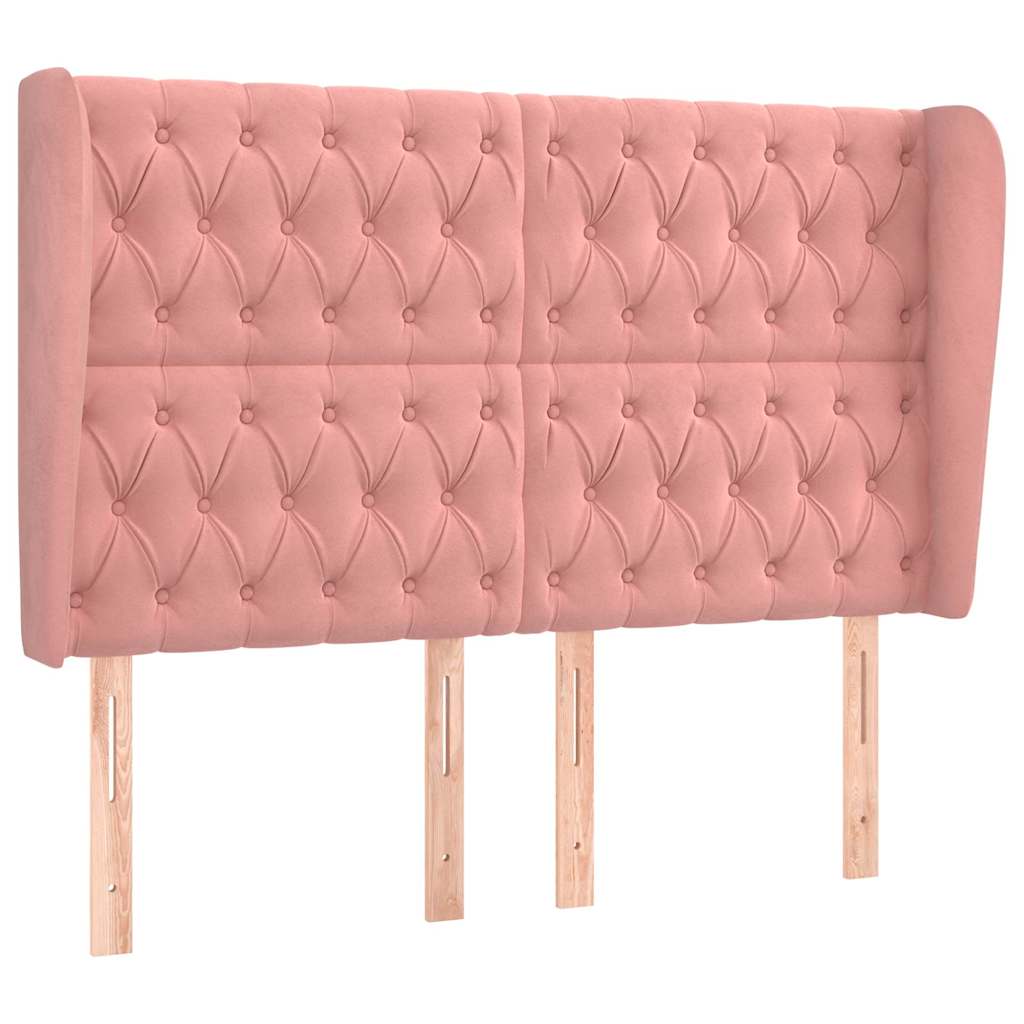 Vidaxl hoofdbord met randen 163x23x118 128 cm fluweel roze