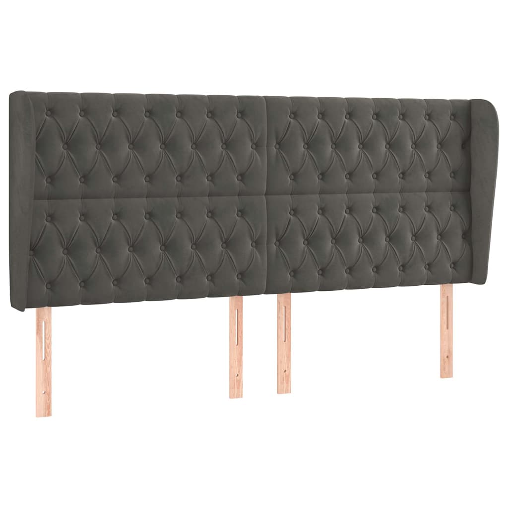 Vidaxl hoofdbord met randen 183x23x118 128 cm fluweel donkergrijs