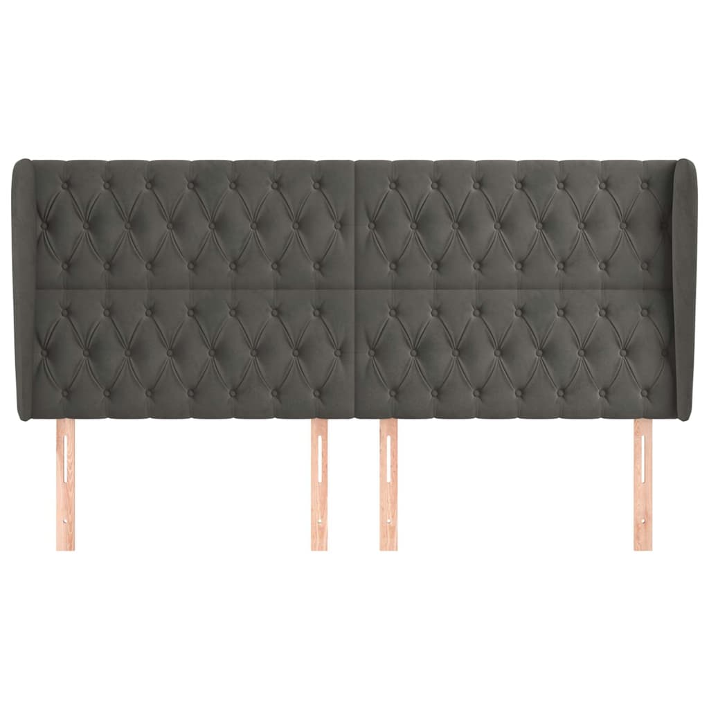 Vidaxl hoofdbord met randen 183x23x118 128 cm fluweel donkergrijs