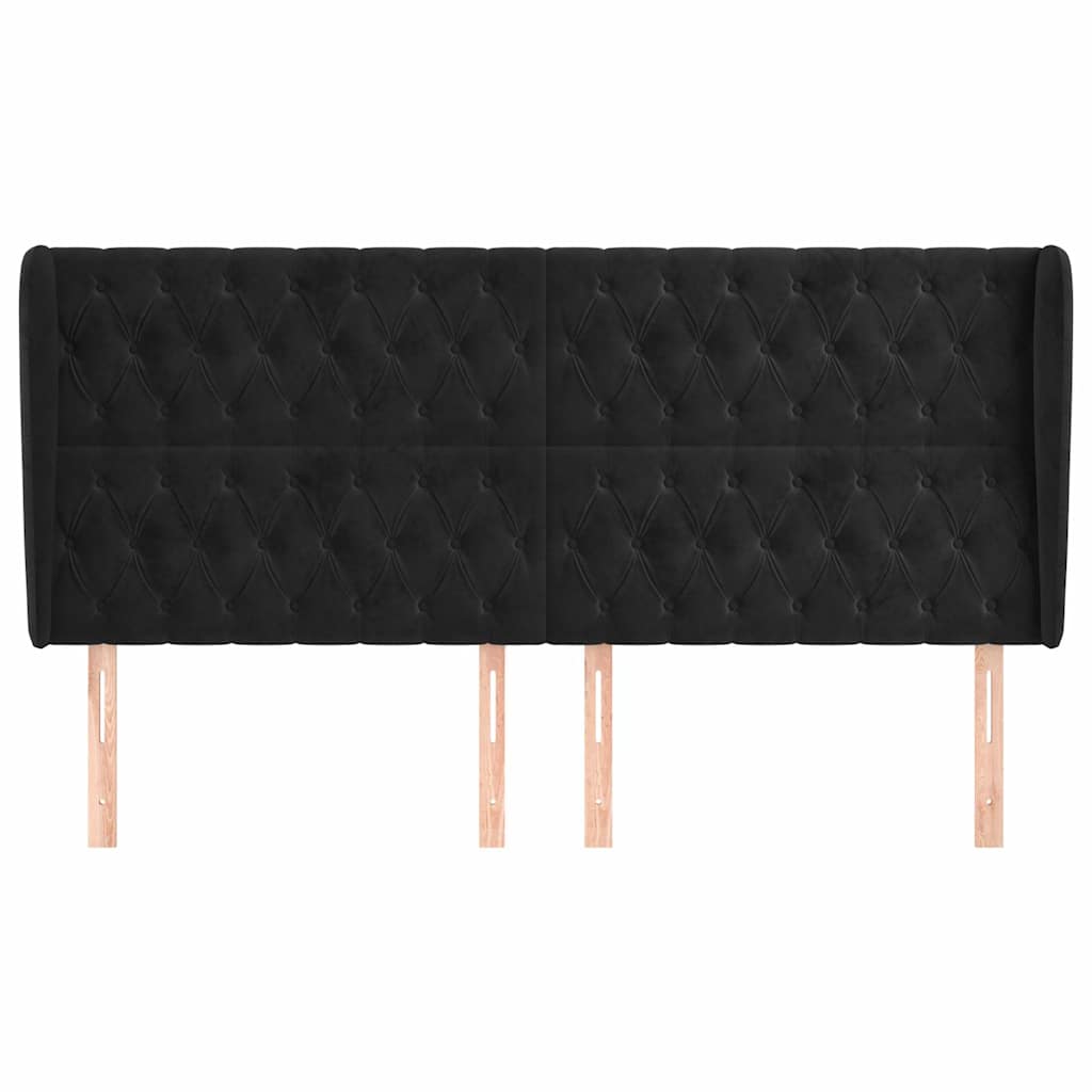 Vidaxl hoofdbord met randen 183x23x118 128 cm fluweel zwart