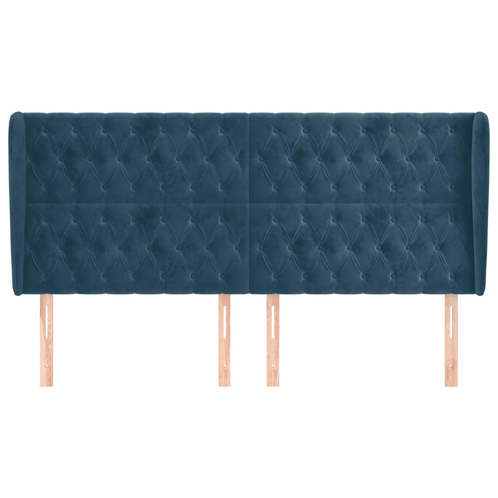 Vidaxl hoofdbord met randen 183x23x118 128 cm fluweel donkerblauw