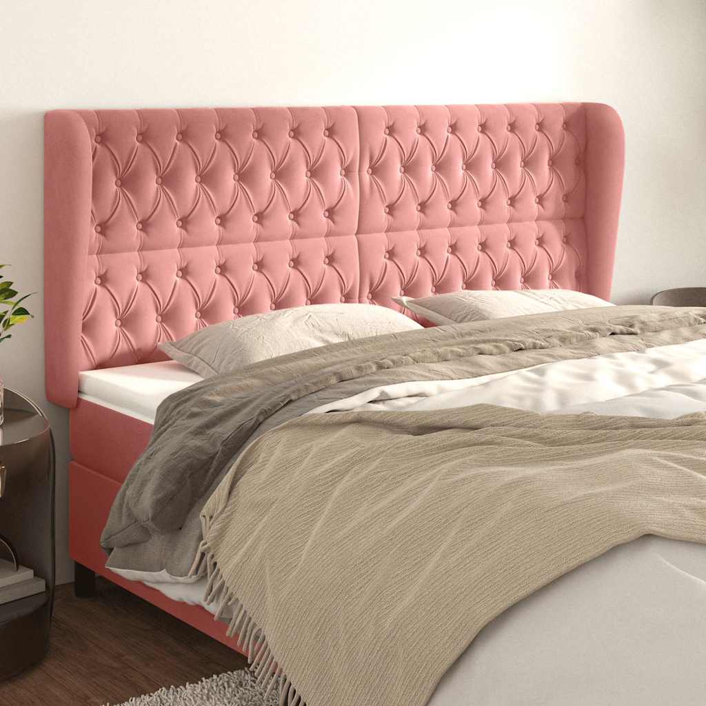 Vidaxl hoofdbord met randen 183x23x118 128 cm fluweel roze