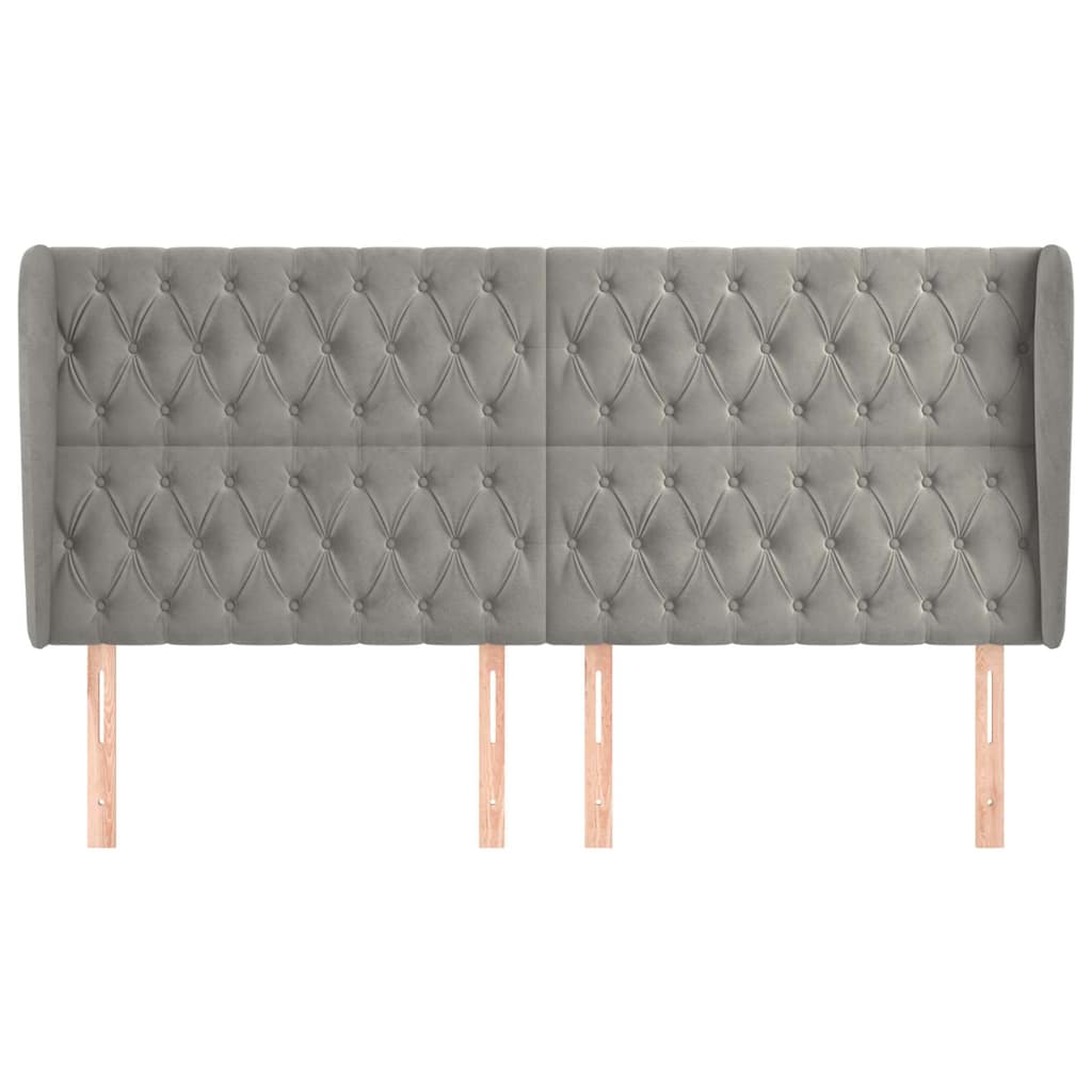 Vidaxl hoofdbord met randen 203x23x118 128 cm fluweel lichtgrijs
