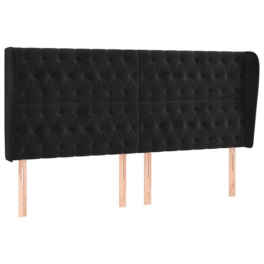 Vidaxl hoofdbord met randen 203x23x118 128 cm fluweel zwart