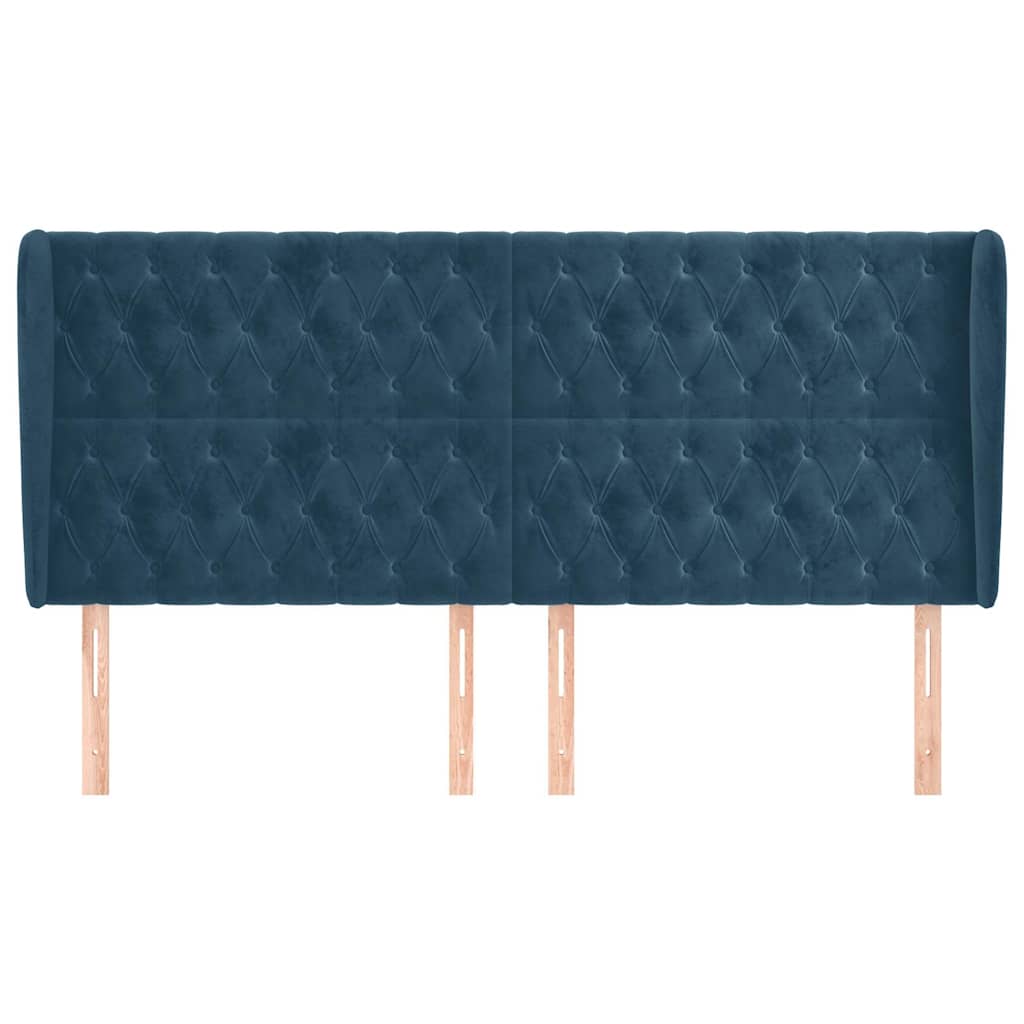 Vidaxl hoofdbord met randen 203x23x118 128 cm fluweel donkerblauw