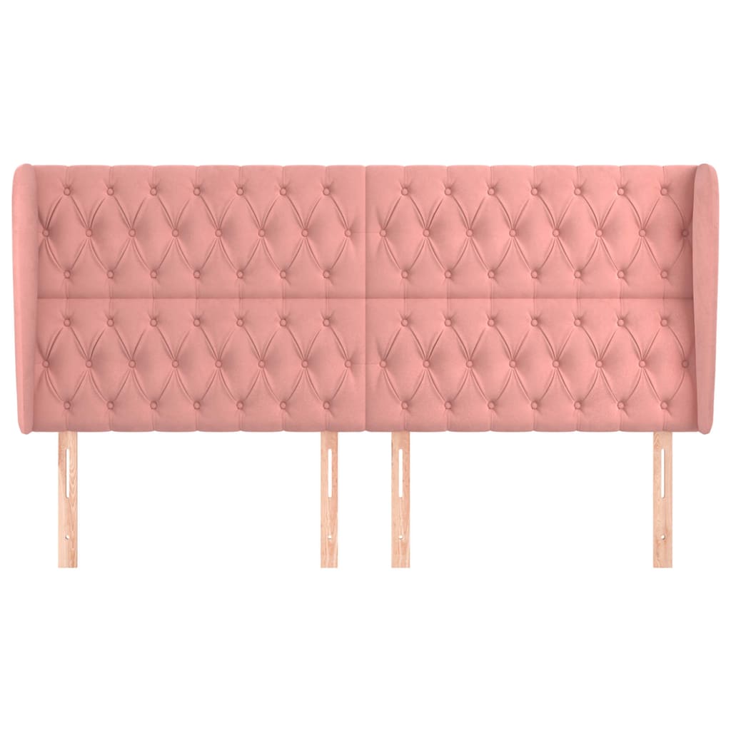 Vidaxl hoofdbord met randen 203x23x118 128 cm fluweel roze