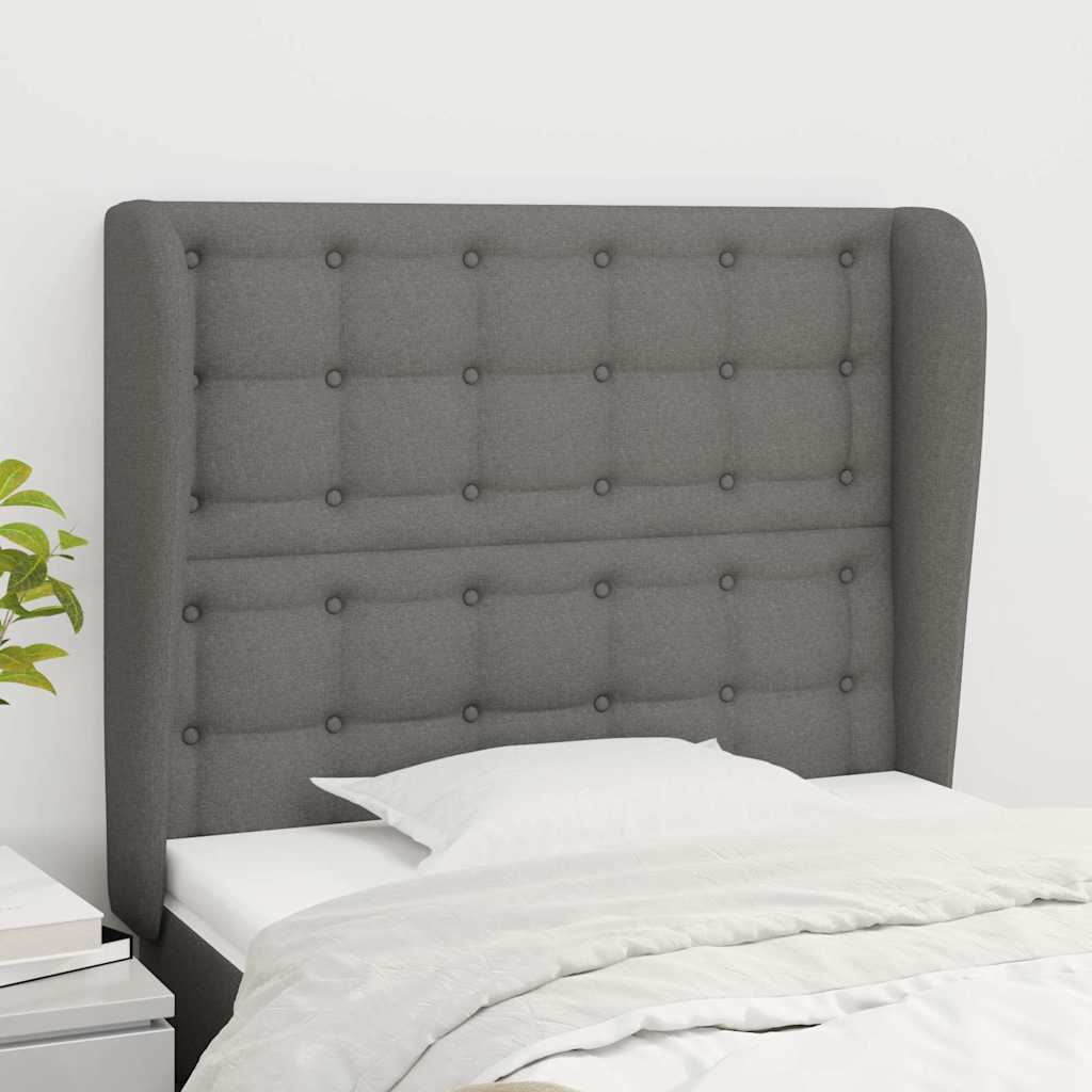 Vidaxl hoofdbord met randen 103x23x118 128 cm stof donkergrijs