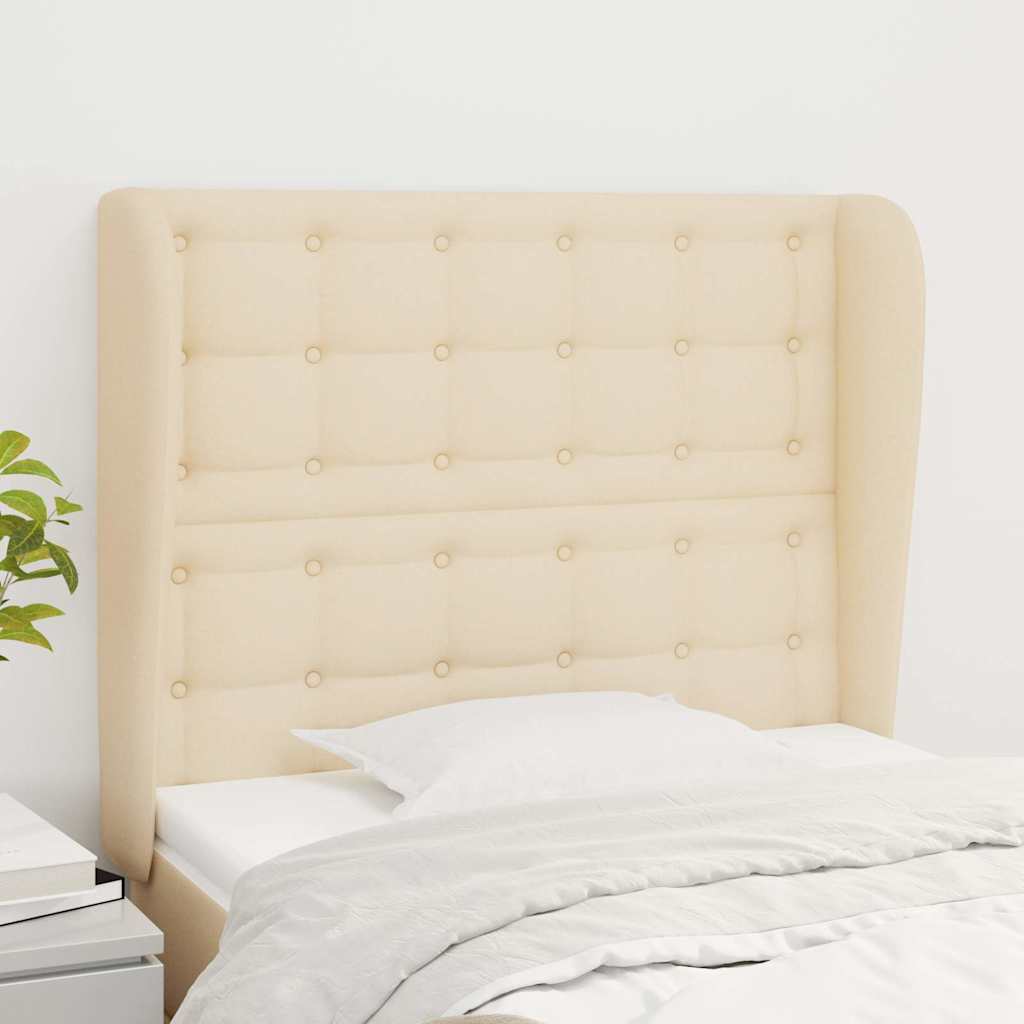 Vidaxl hoofdbord met randen 103x23x118 128 cm stof crèmekleurig