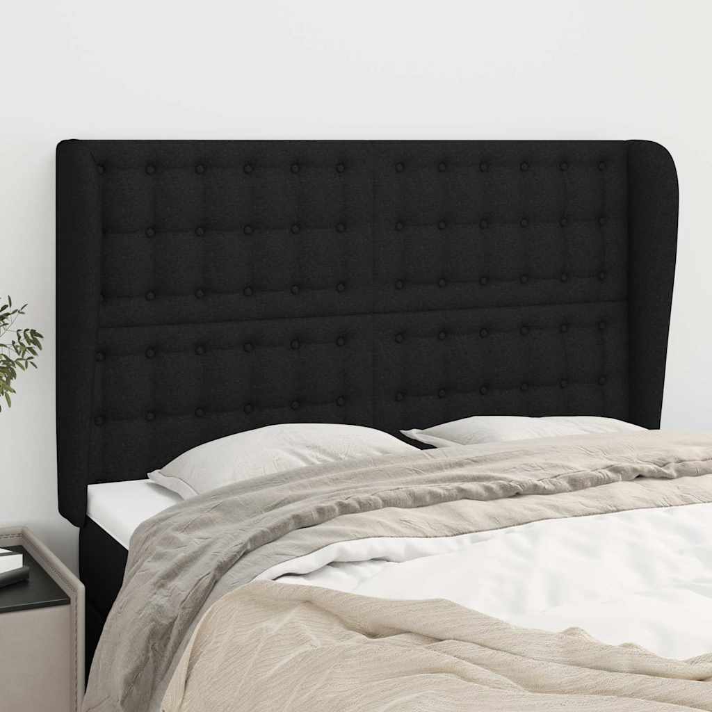 Vidaxl hoofdbord met randen 147x23x118 128 cm stof zwart