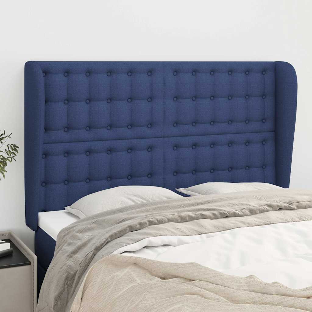 Vidaxl hoofdbord met randen 147x23x118 128 cm stof blauw