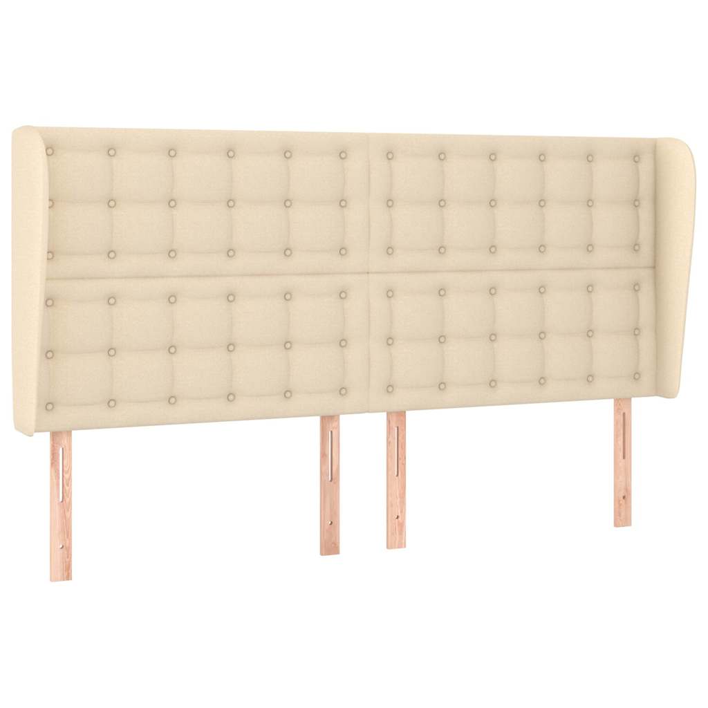 Vidaxl hoofdbord met randen 163x23x118 128 cm stof crèmekleurig
