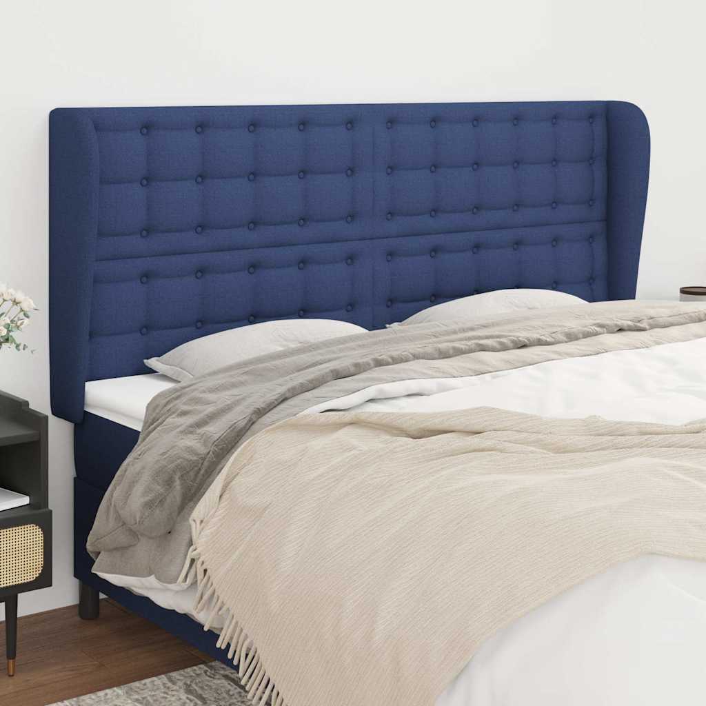 Vidaxl hoofdbord met randen 183x23x118 128 cm stof blauw