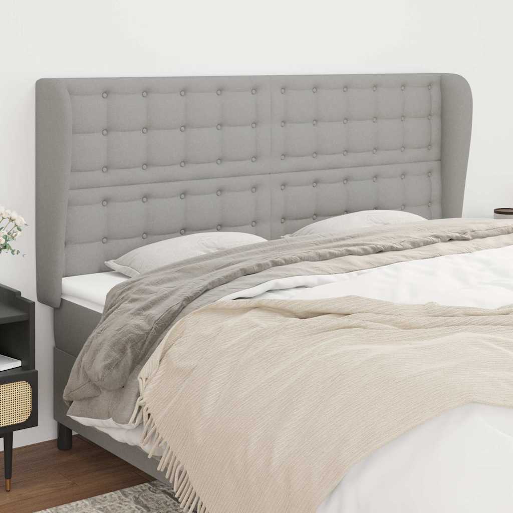 Vidaxl hoofdbord met randen 203x23x118 128 cm stof lichtgrijs