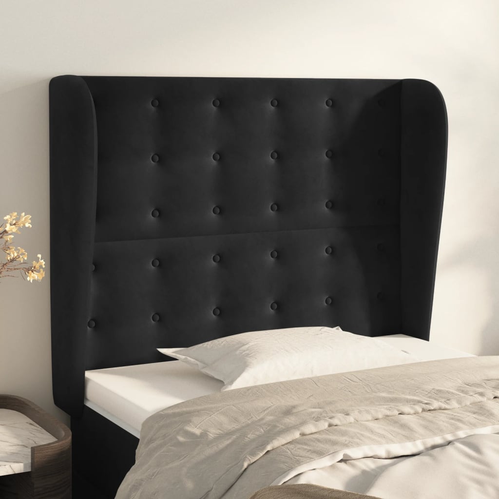 Vidaxl hoofdbord met randen 103x23x118 128 cm fluweel zwart