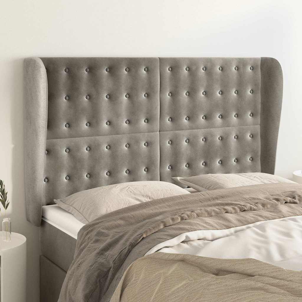 Vidaxl hoofdbord met randen 147x23x118 128 cm fluweel lichtgrijs