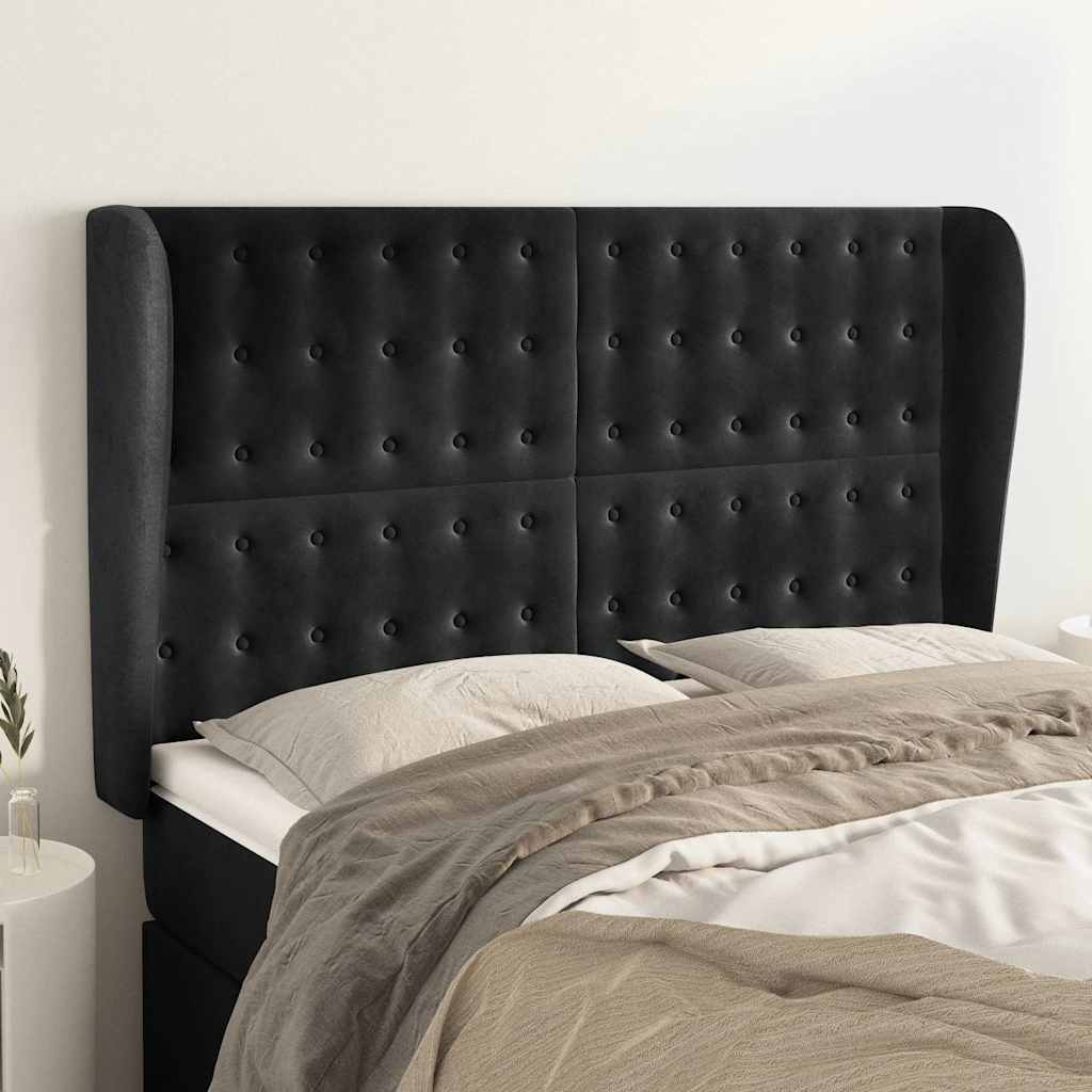 Vidaxl hoofdbord met randen 147x23x118 128 cm fluweel zwart