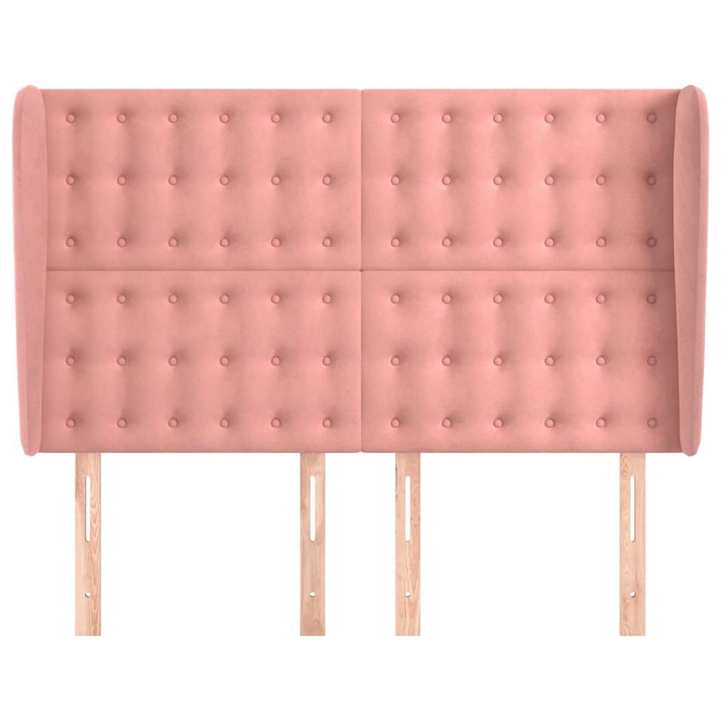 Vidaxl hoofdbord met randen 147x23x118 128 cm fluweel roze