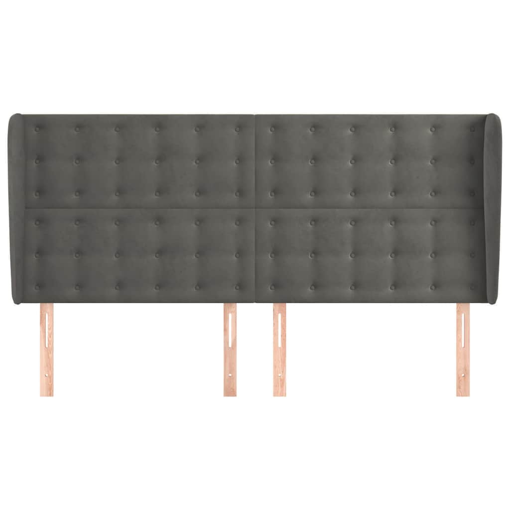 Vidaxl hoofdbord met randen 163x23x118 128 cm fluweel donkergrijs