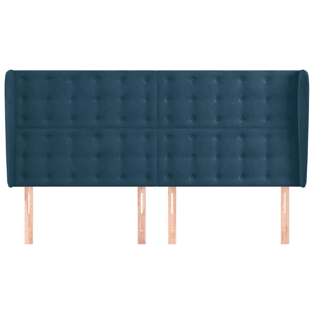 Vidaxl hoofdbord met randen 183x23x118 128 cm fluweel donkerblauw