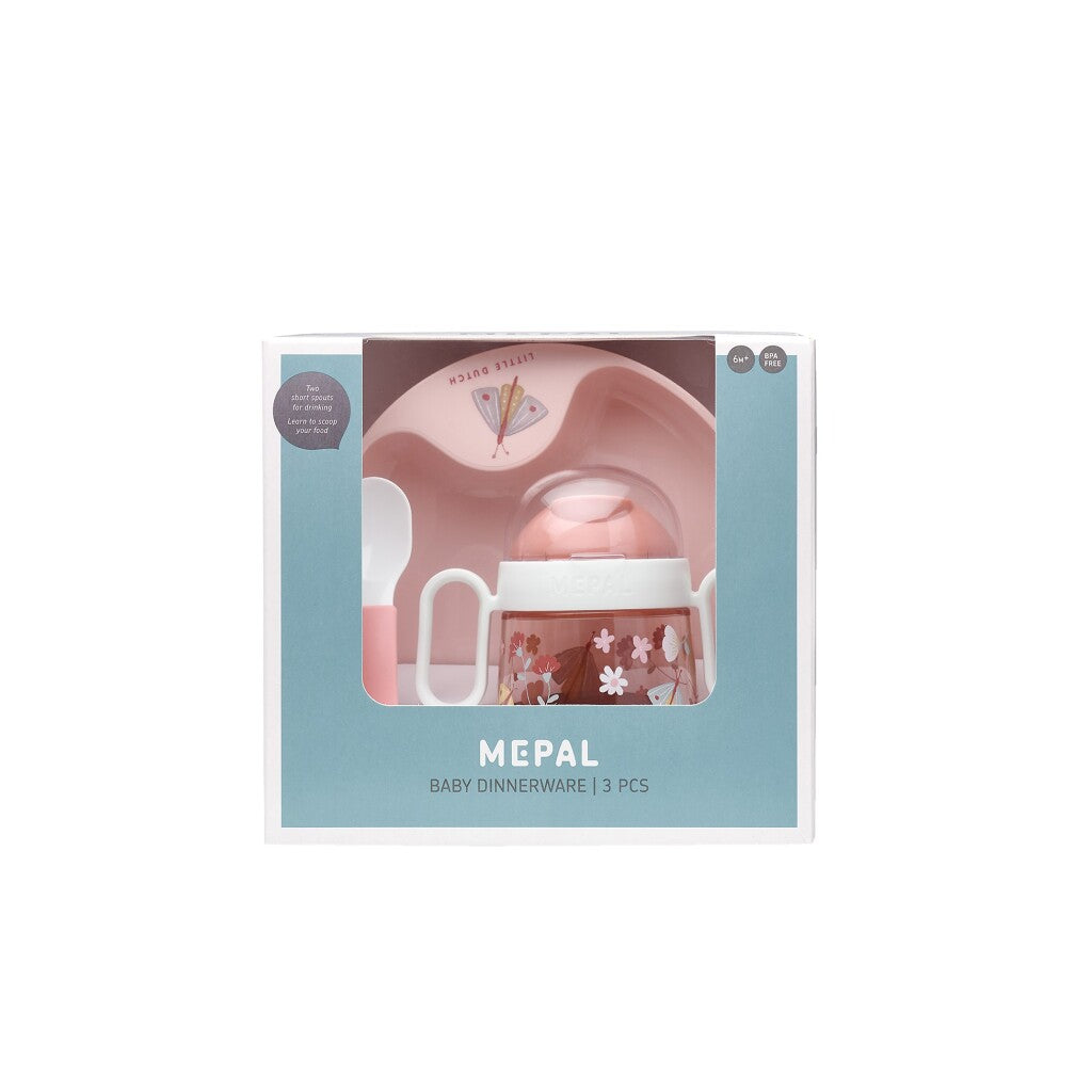 Mepal Geschirr Little Dutch Flowers und Schmetterlinge 3-teilig rosa