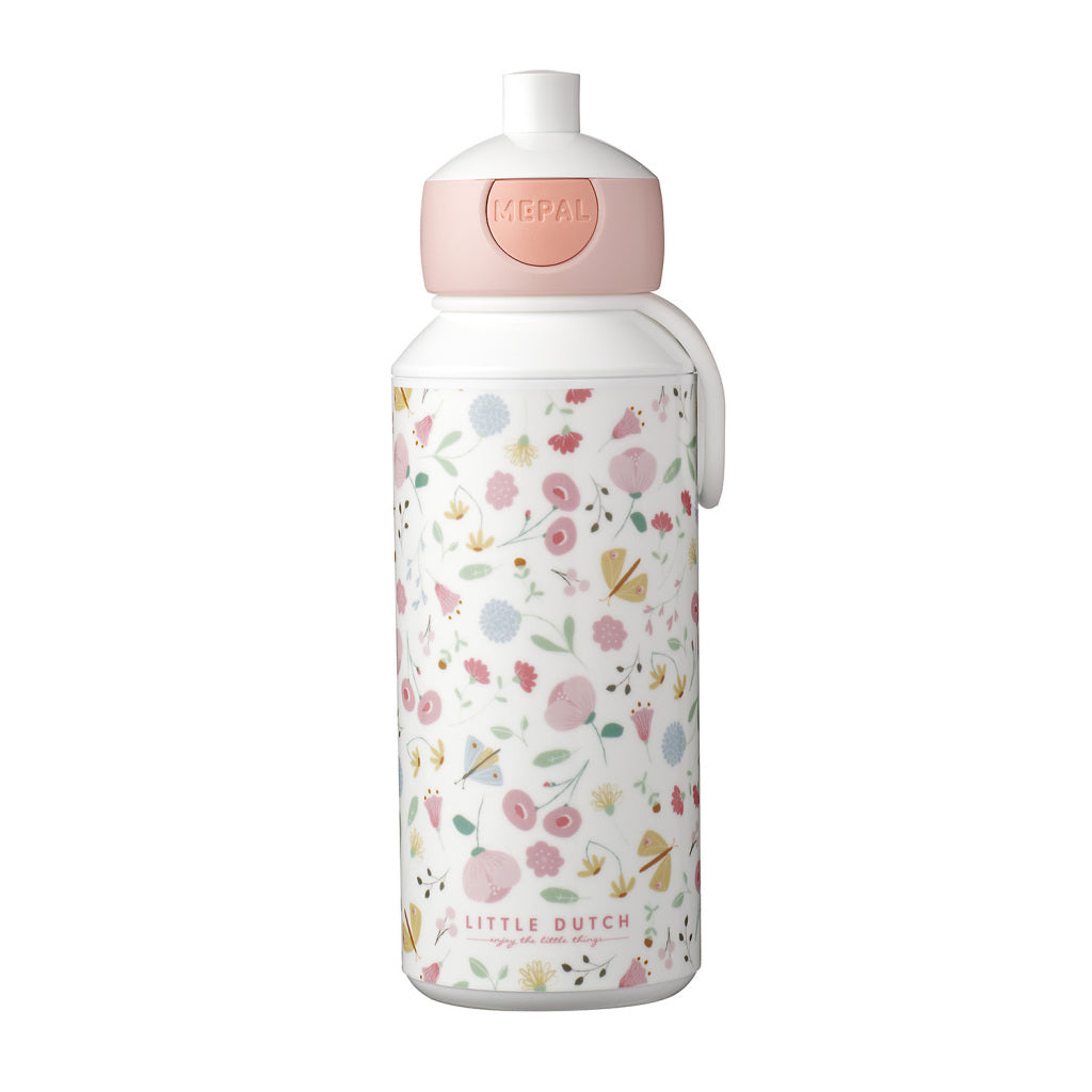 Mepal Campus Pop-Up Trinkflasche Little Dutch Flowers and Butterflys 400 ml rosa weiß