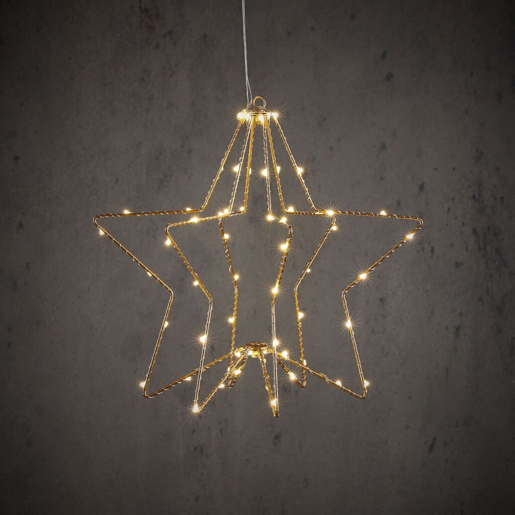 Andere Marken Hängestern 60 LEDs warmweiß 32x30 cm gold