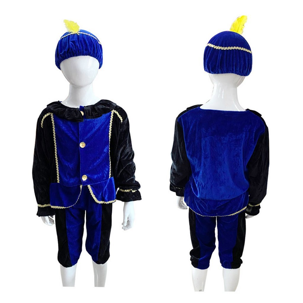 Sinterklaas Dress Up Set Pete Suit Blau-Schwarz 5-7 Jahre