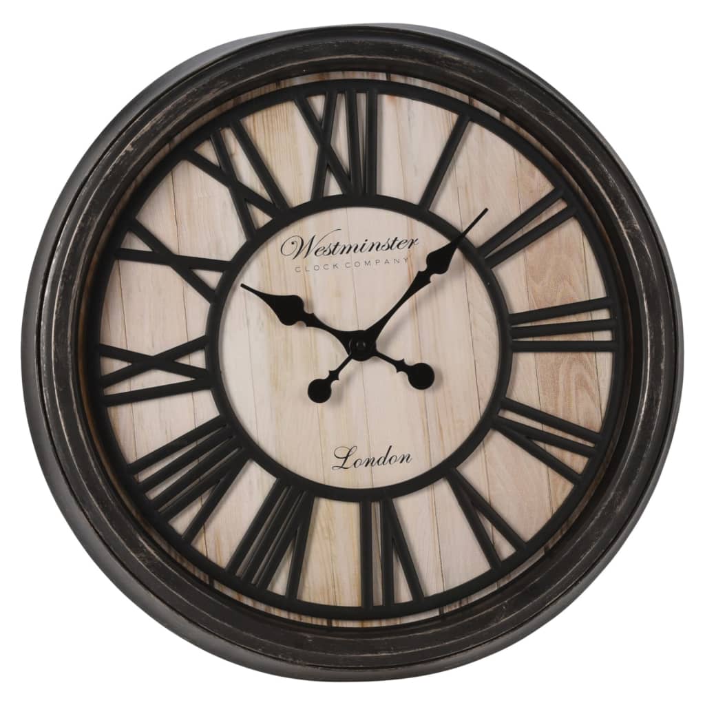 H S Collection H S Collection Wanduhr London Römische Ziffern schwarz und natur