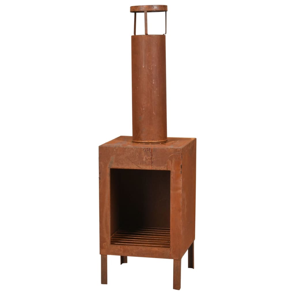 Progarden -Kamin mit Schornstein und griff 100 cm Rost -Colored