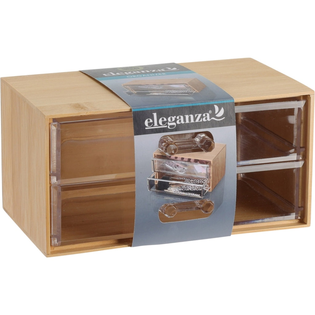 Eleganza Bambus-Organizer mit 2 Schubladen 18,5 x 11,5 x 9,3 cm