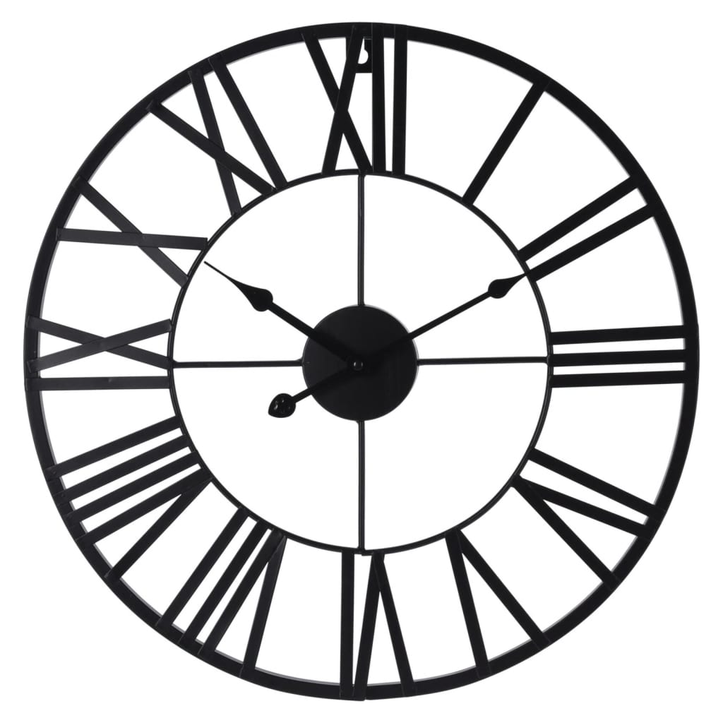 H S Collection Wanduhr römische Ziffern schwarz