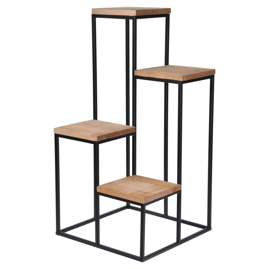 Home Styling Home Styling Pflanzenständer mit 4 Regalen natur und schwarz