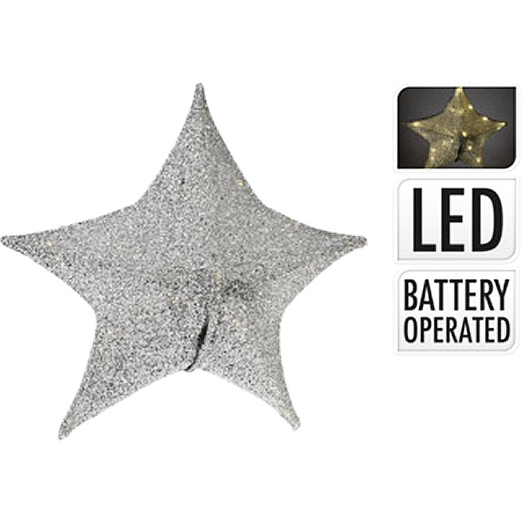 Markenloser Weihnachtsstern aus Stoff mit 30 LEDs, 50 cm, Farbe Silber