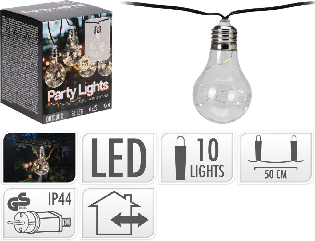 Pro garden feestverlichting 10lampjes warm wit