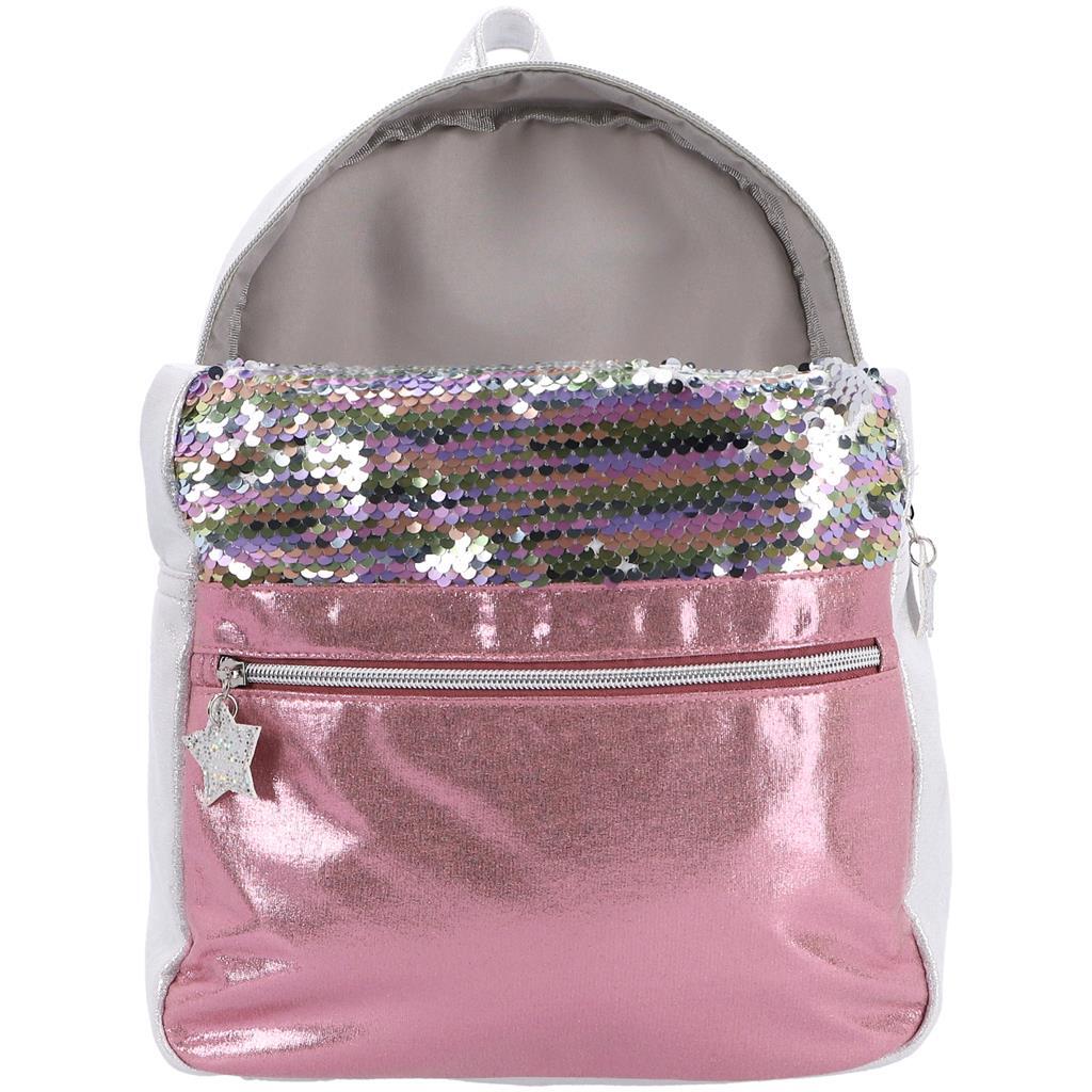 Basic-Rucksack mit Pailletten in Rosa und Silber