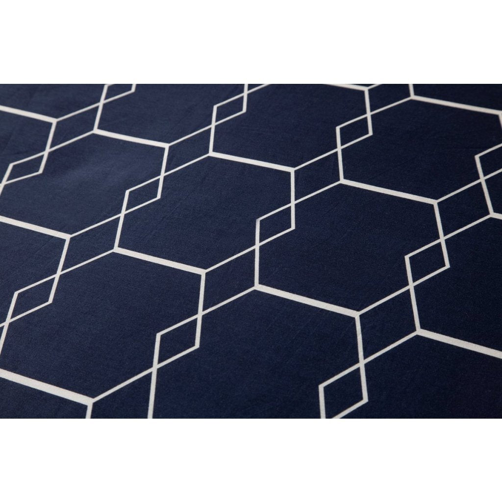 Ten Cate Baumwoll-Einzelbettbezug 140 x 200 220 cm, grafisches Dunkelblau