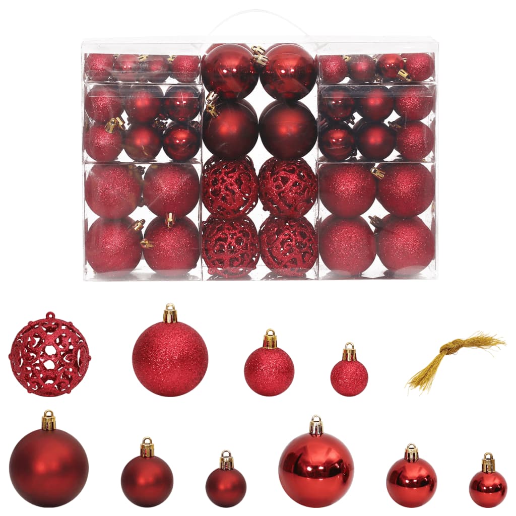 Vidaxl Weihnachtsbällchen 100 St 3 4 6 cm Wein Rot