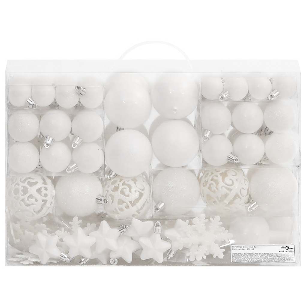 VidaXL 111-teiliges Weihnachtskugel-Set Styropor weiß