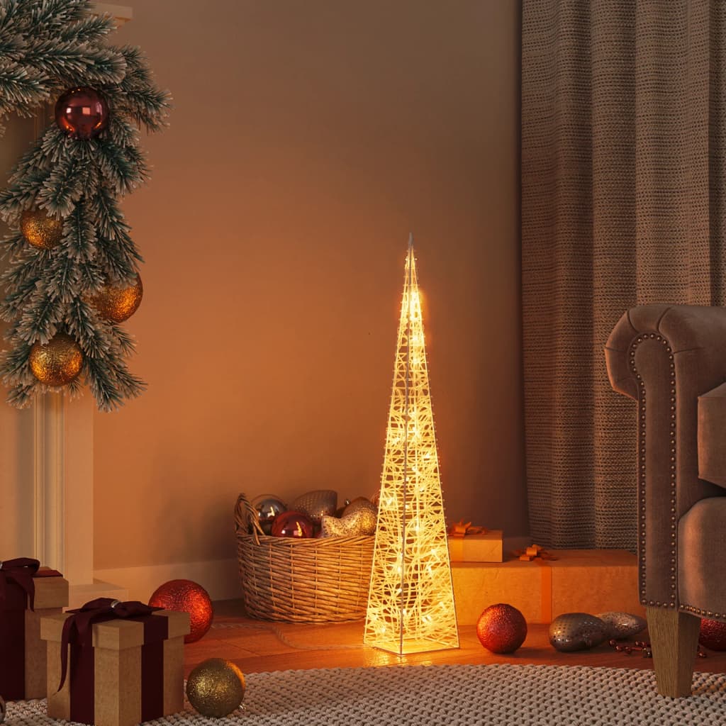 Vidaxl Weihnachtsbeleuchtungskegel mit 30 warm -weißen LEDs 60 cm Acryl