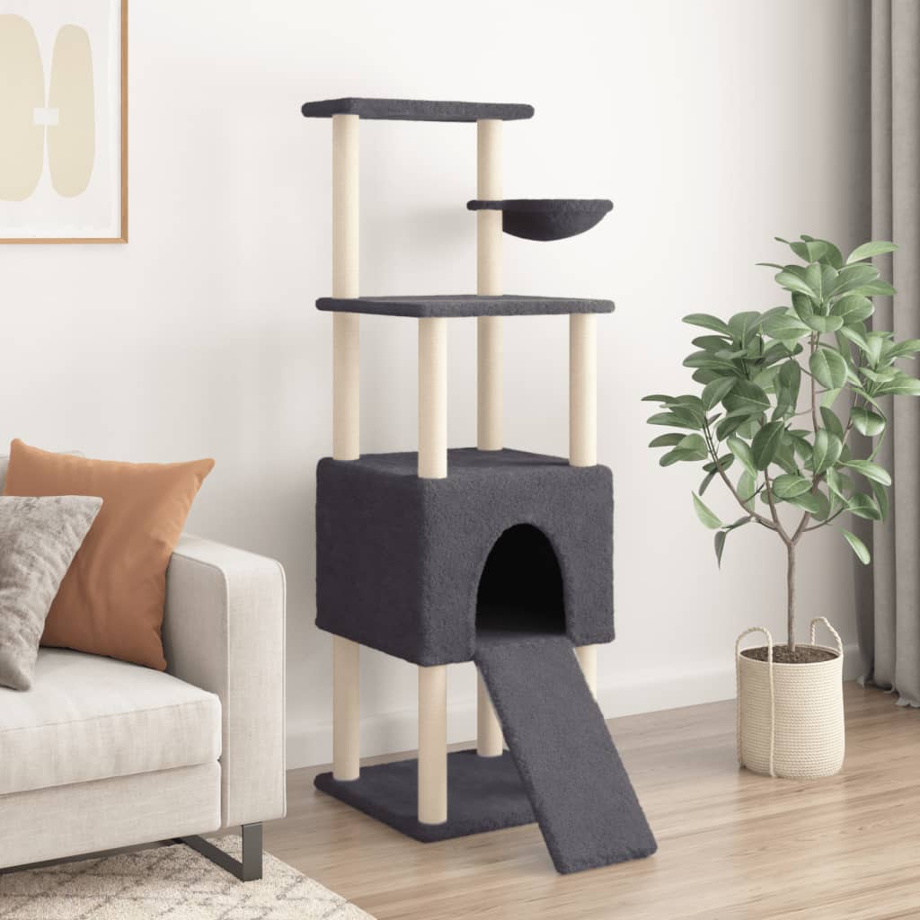 Vidaxl Katzenmöbel mit Sisal-Kratzstämmen 153 cm dunkelgrau