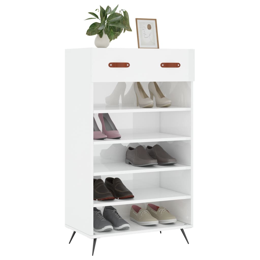Vidaxl schoenenkast 60x35x105 cm bewerkt hout hoogglans wit